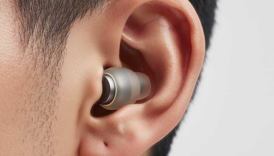 Hands adjusting silicone ear tips on in-ear monitors